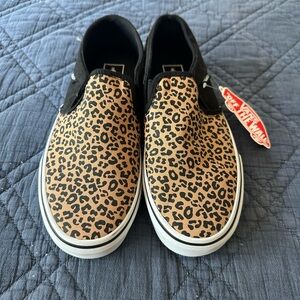 Vans leopard print slip ons